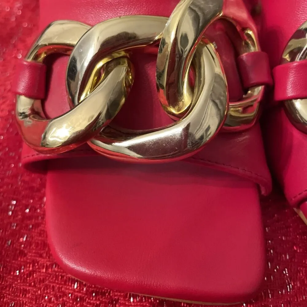Bisou Bisou Michele Bohbot Red Mules 2.5